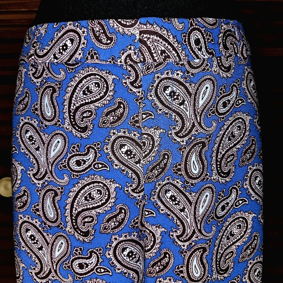 12P, Banana Republic Avery pants featuring a blue paisley print. - Picture 4 of 12